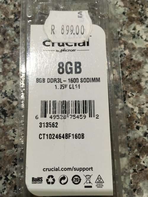 Crucial 8GB DDR3L 1600 LAPTOP RAM